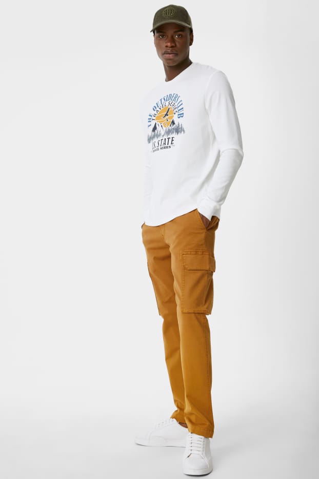 Bărbați - Pantaloni cargo - Tapered Fit - galben muștar