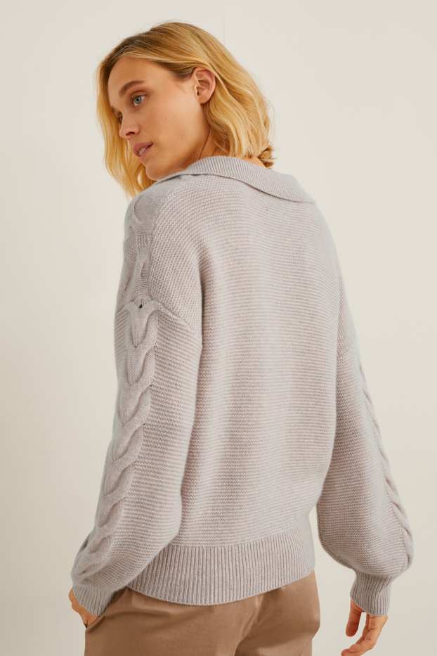 Mujer - Jersey de cachemir - de ochos - gris-marrón