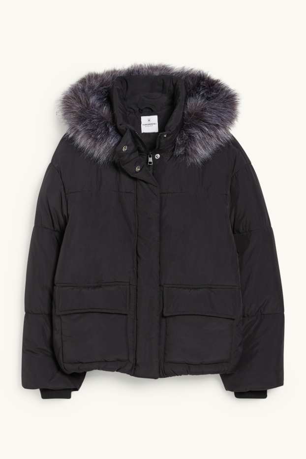 Women - CLOCKHOUSE - quilted jacket with hood - black