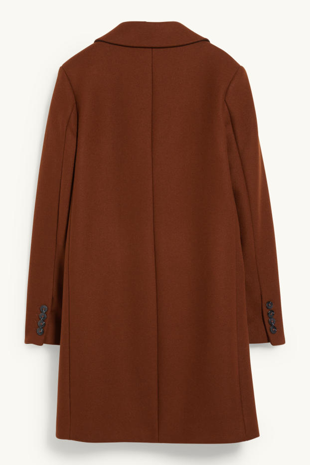 Donna - Cappotto con spalle imbottite - misto lana - marrone