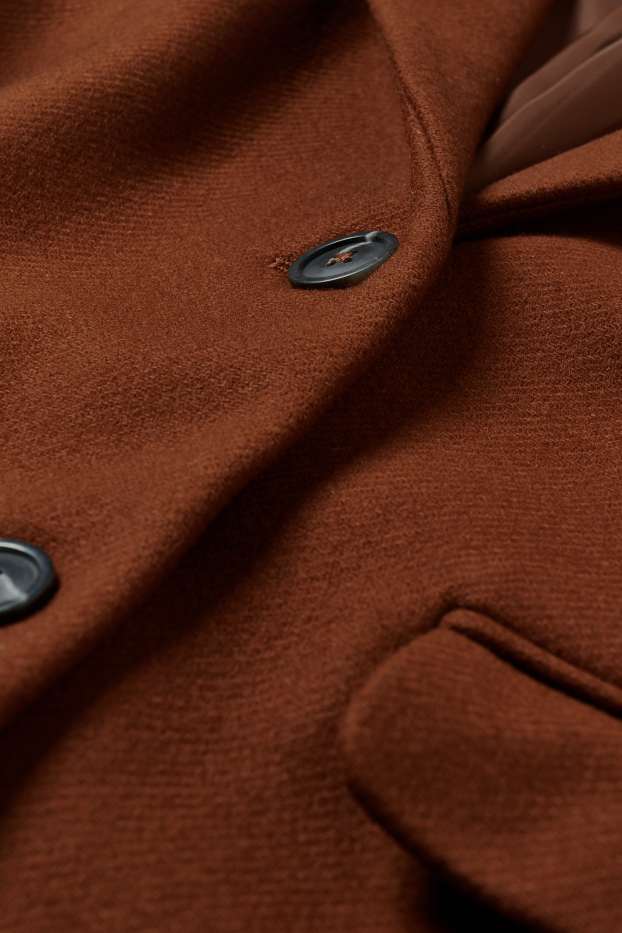 Donna - Cappotto con spalle imbottite - misto lana - marrone