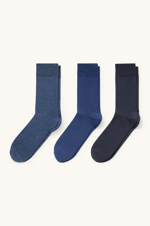 Men - Multipack of 3 - socks - comfort waistband - dark blue