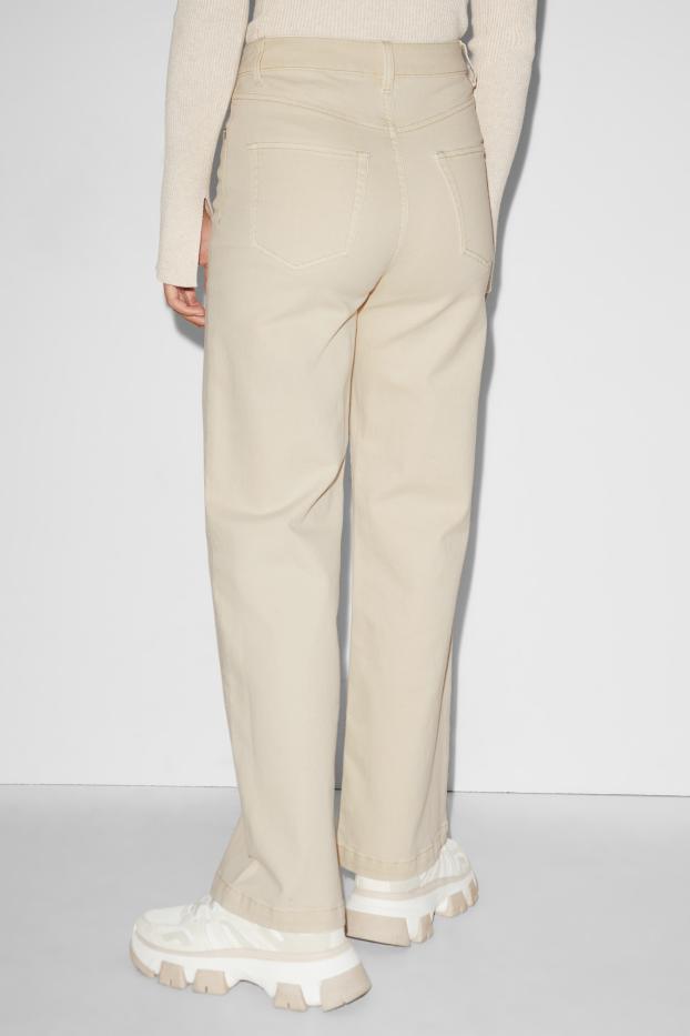 Damen - CLOCKHOUSE - Wide Leg Jeans - High Waist - cremeweiß