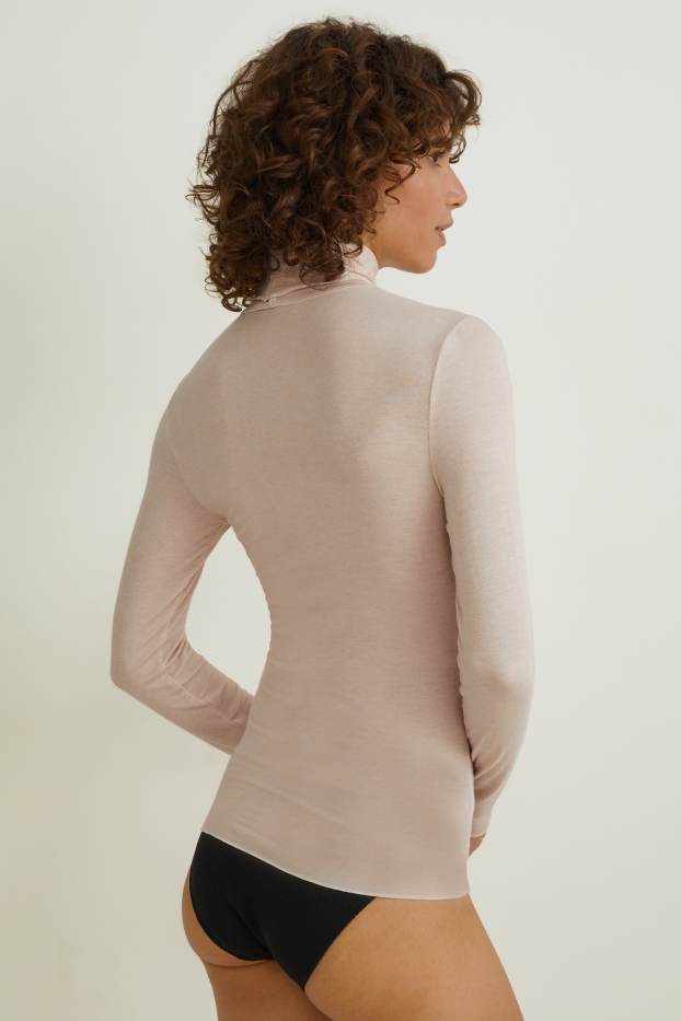 Damen - Rollkragen-Unterziehshirt mit Kaschmir-Anteil - beige