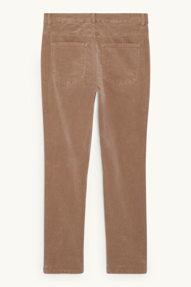 Damen - Samthose - Mid Waist - Straight Fit - beige