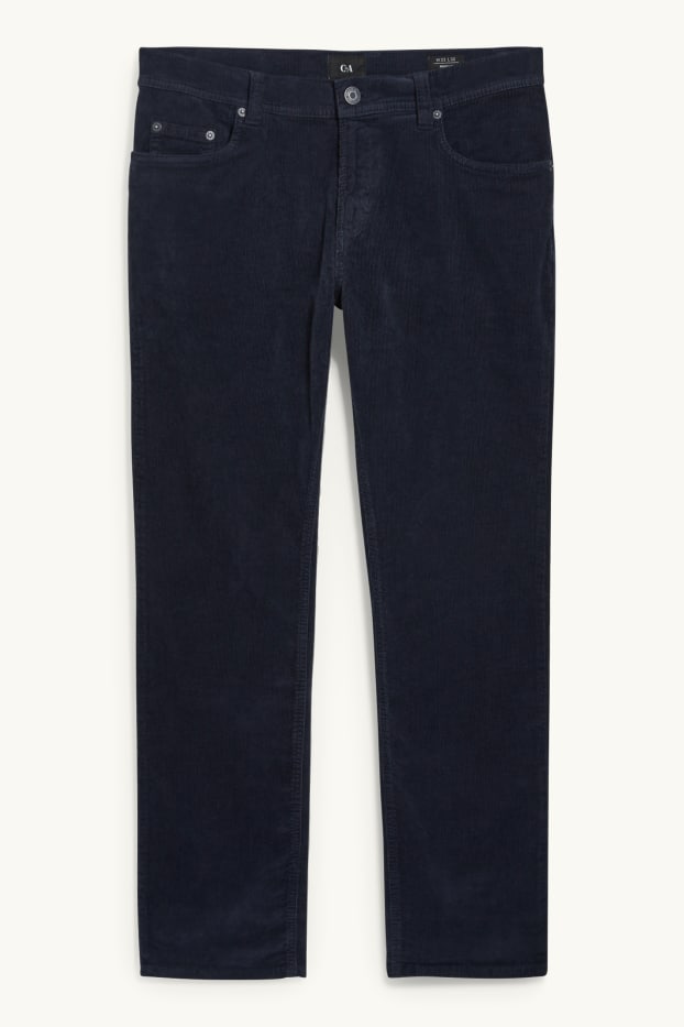Hommes - Pantalon en velours côtelé - regular fit - LYCRA® - bleu foncé