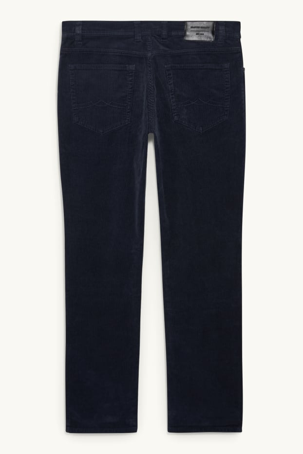Hommes - Pantalon en velours côtelé - regular fit - LYCRA® - bleu foncé