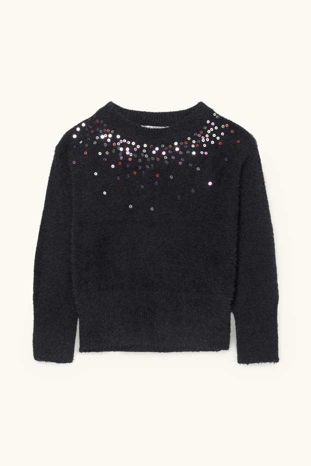 Bambine - Maglione - effetto brillante - nero