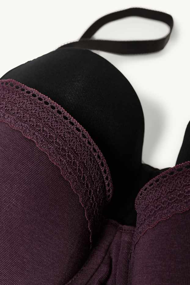 Damen - Multipack 2er - BH mit Bügel - DEMI - wattiert - LYCRA® - schwarz