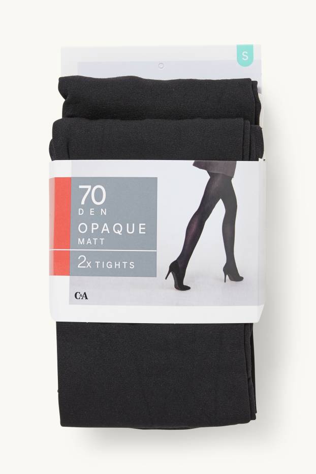 Femmes - Lot de 2 - collants fins - 70 DEN - noir
