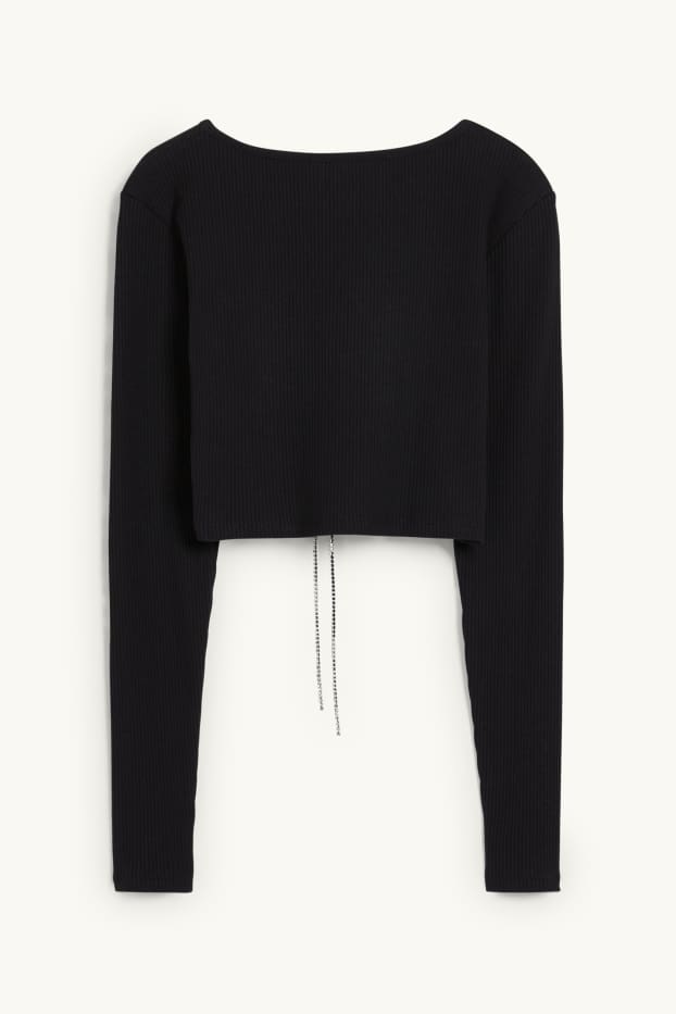 Dames - Korte longsleeve - zwart