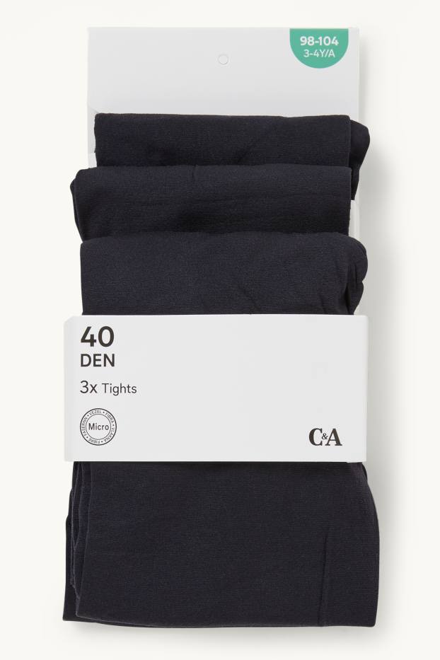 Děti - dívky - Multipack 3 ks - silonky - 40 DEN - tmavomodrá