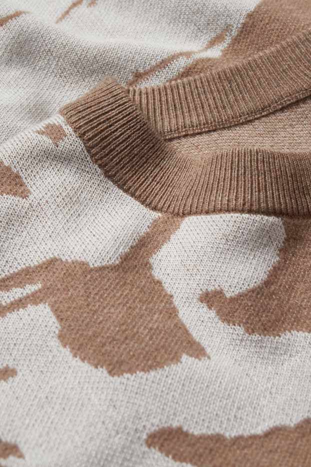 Women - Jumper - floral - brown-melange