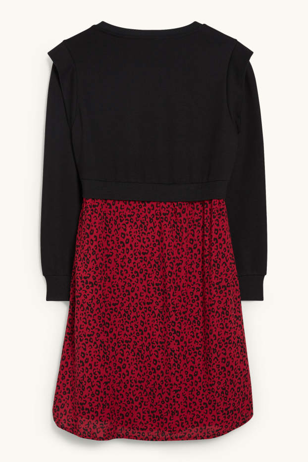 Dámské - Těhotenské šaty - vzhled 2 v 1 - tmavočervená/černá