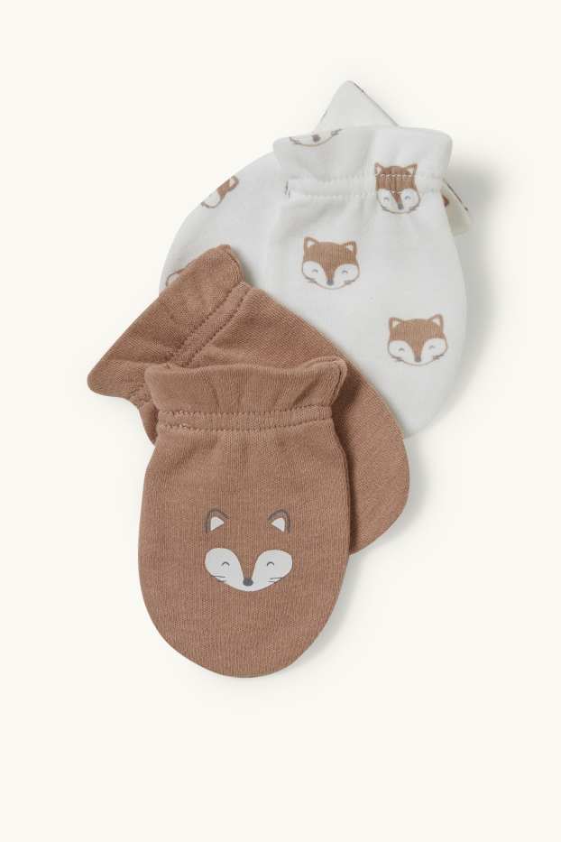 Unisexe - Lot de 2 - moufles anti-griffures - beige