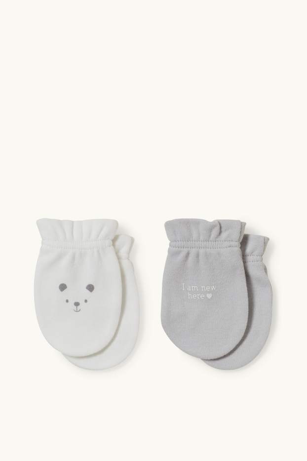 Bébés garçons - Lot de 2 - moufles anti-griffures - blanc