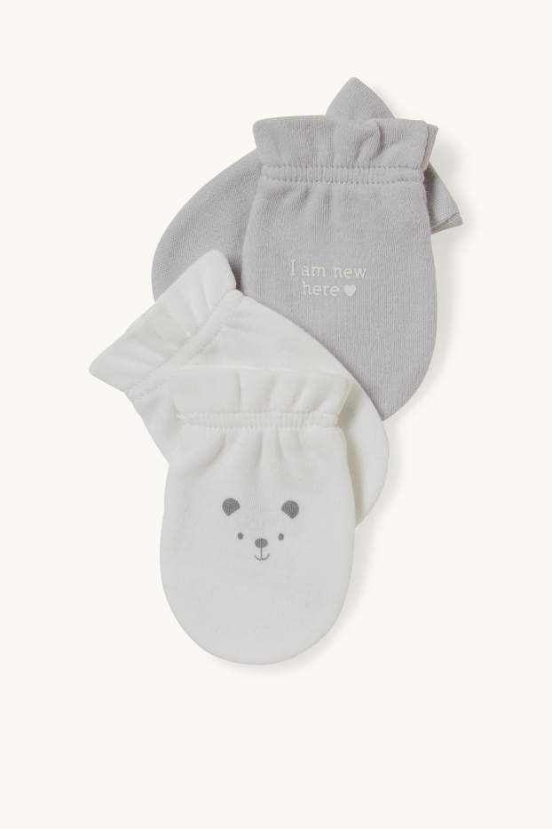 Bébés garçons - Lot de 2 - moufles anti-griffures - blanc