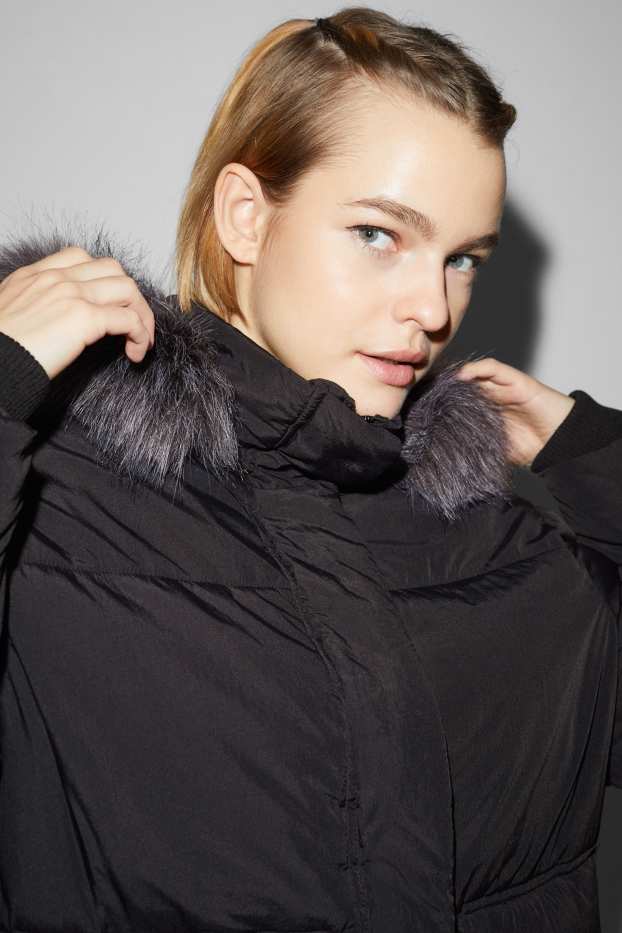 Women - CLOCKHOUSE - quilted jacket with hood - black