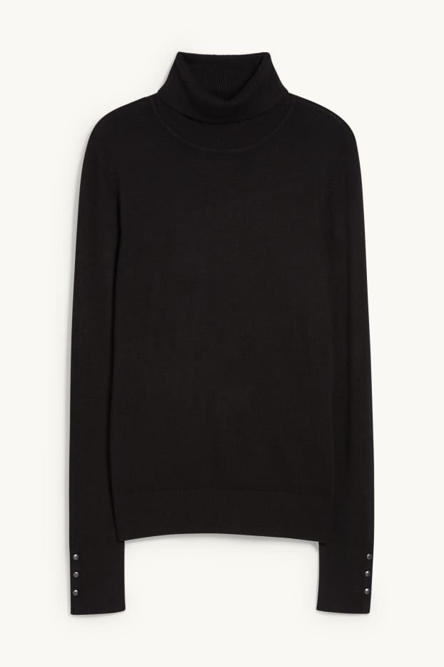 Damen - Rollkragenpullover - schwarz