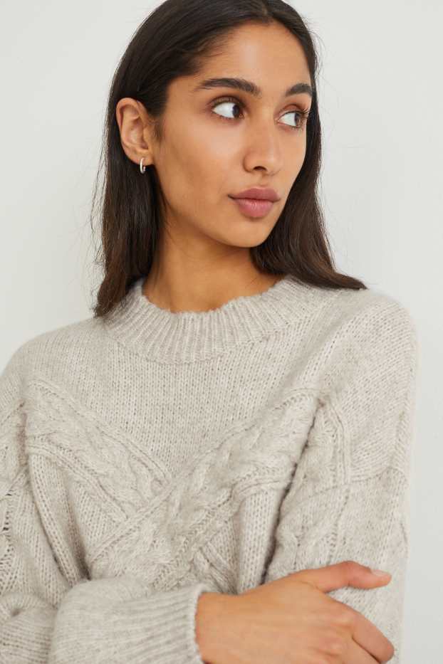Damen - Pullover - weiß-melange