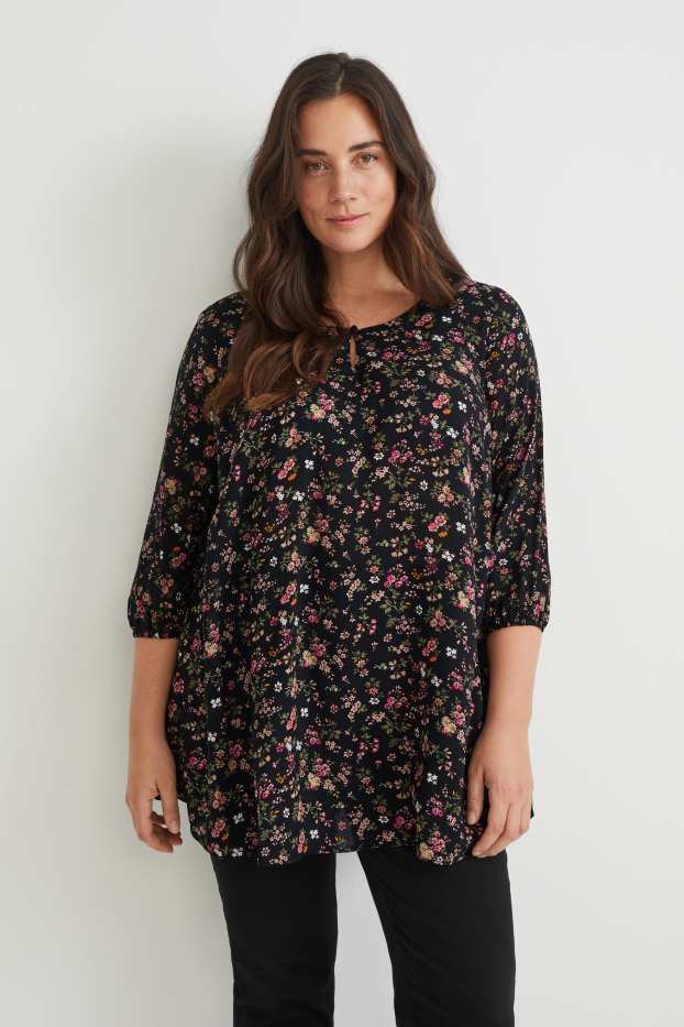 Femmes - Chemisier - motif floral - noir