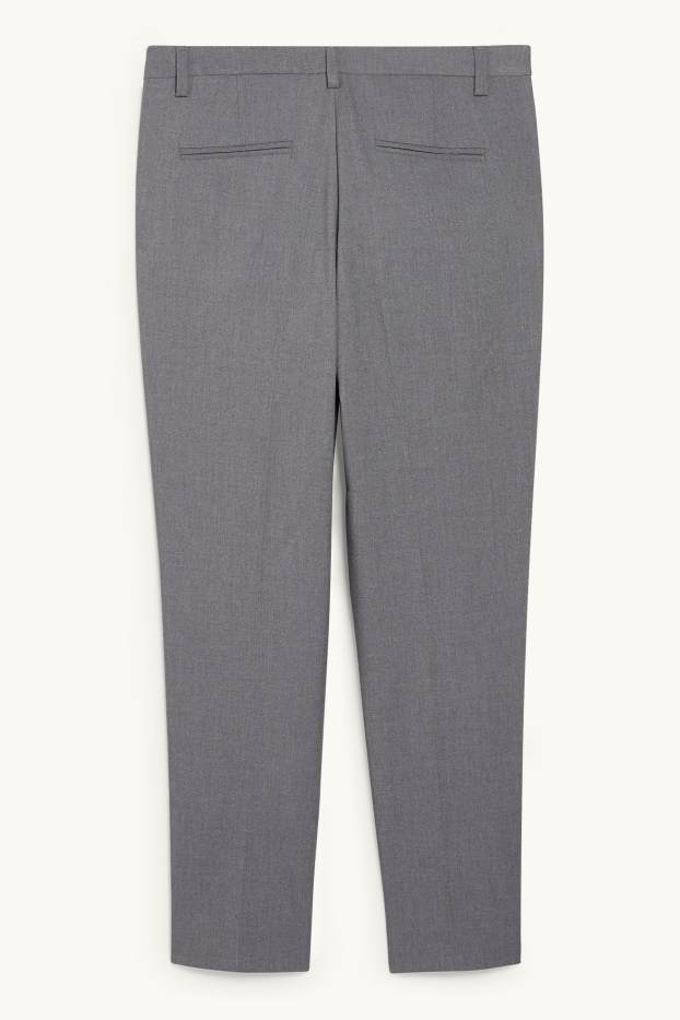 Dámské - Business kalhoty - mid waist - slim fit  - šedá-žíhaná