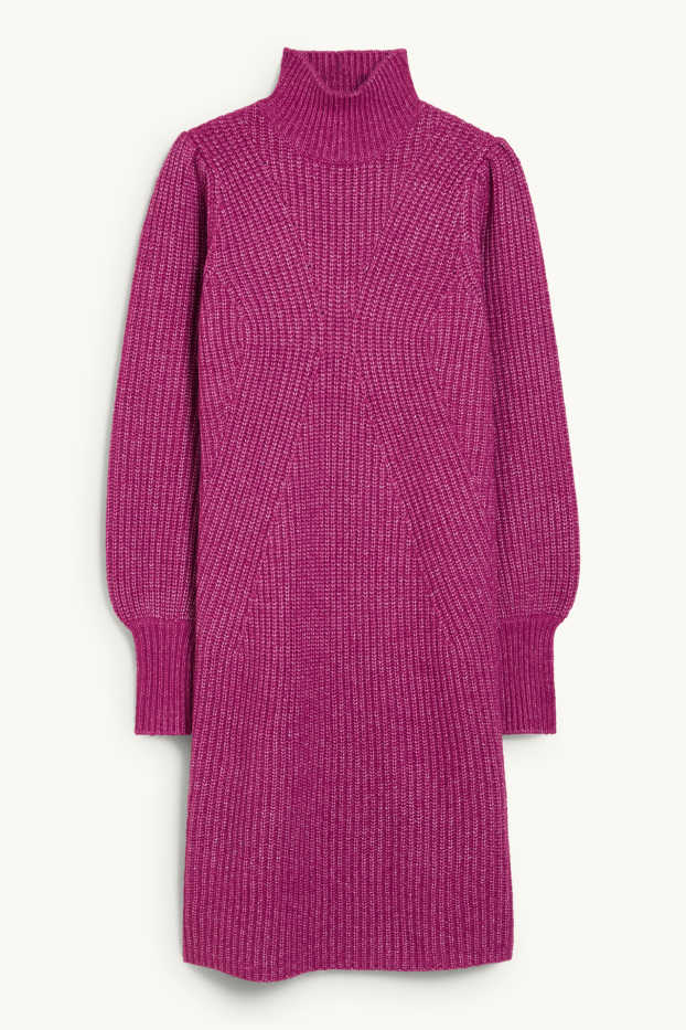 Damen - Strickkleid mit Alpaka-Anteil - violett-melange