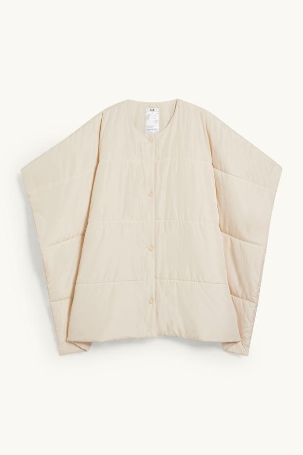 Damen - Stepp-Poncho - beige
