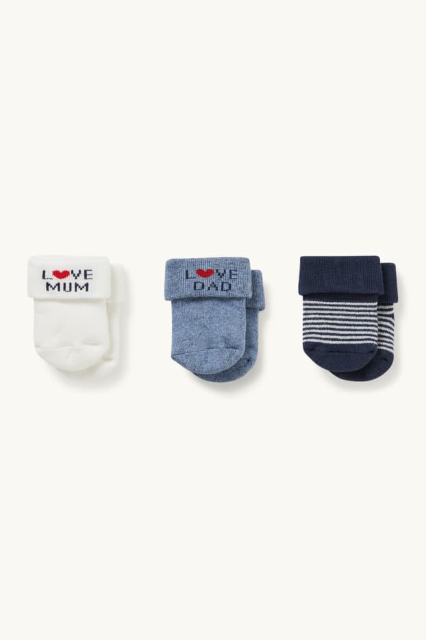 Bébés garçons - Lot de 3 paires - Mum and Dad - chaussettes pour bébé à motif - hiver - blanc