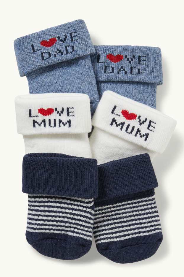 Bébés garçons - Lot de 3 paires - Mum and Dad - chaussettes pour bébé à motif - hiver - blanc