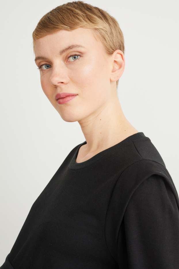 Dámské - Těhotenské šaty - vzhled 2 v 1 - tmavočervená/černá