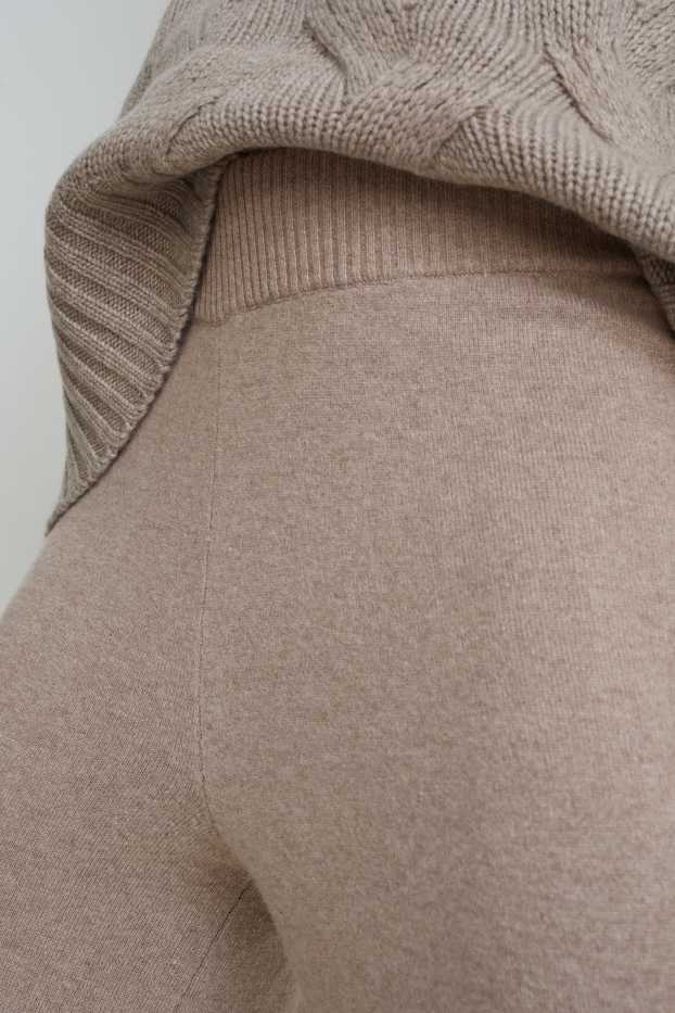 Dames - Broek van kasjmier - taupe