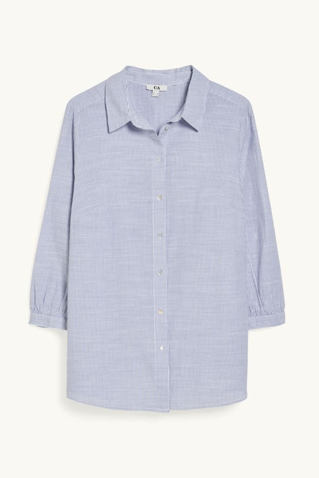 Damen - Bluse - gestreift - blau / weiß