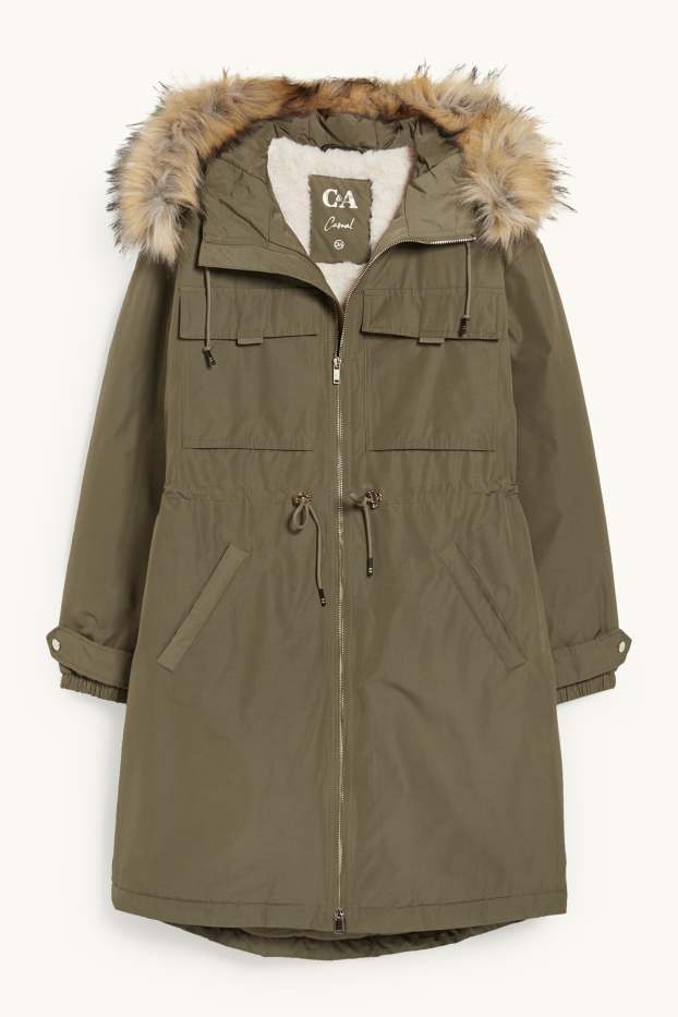 Dames - Parka met capuchon - winter - kaki