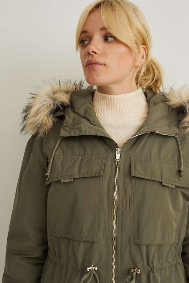 Dames - Parka met capuchon - winter - kaki