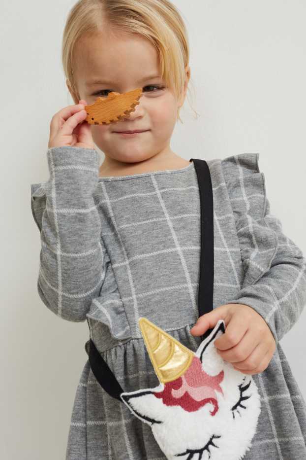 Kinder Mädchen - Set - Kleid und Umhängetasche - 2 teilig - grau-melange