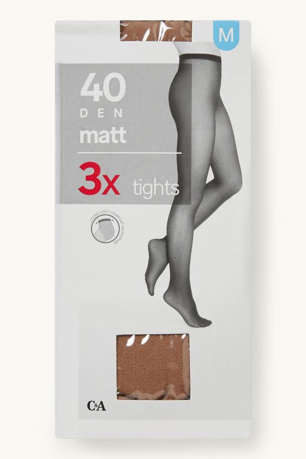 Femmes - Lot de 3 - collants fins - 40 DEN - marron