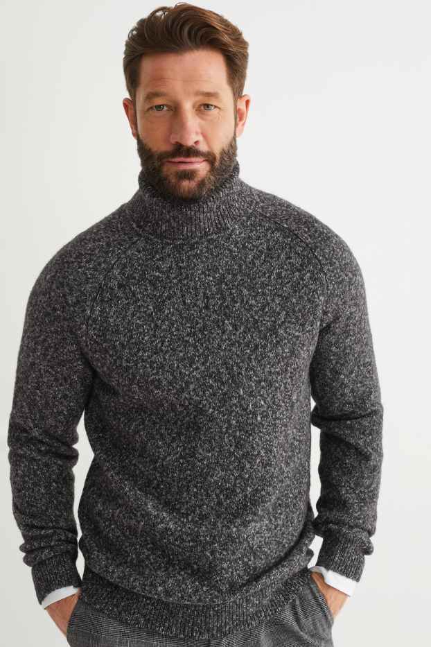 Men - Polo neck jumper - anthracite