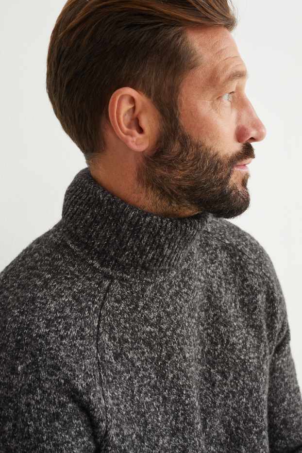 Men - Polo neck jumper - anthracite