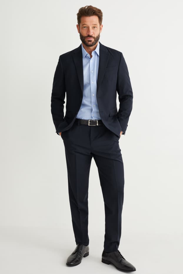 Men - Mix-and-match suit trousers - regular fit - stretch - new wool blend - dark blue