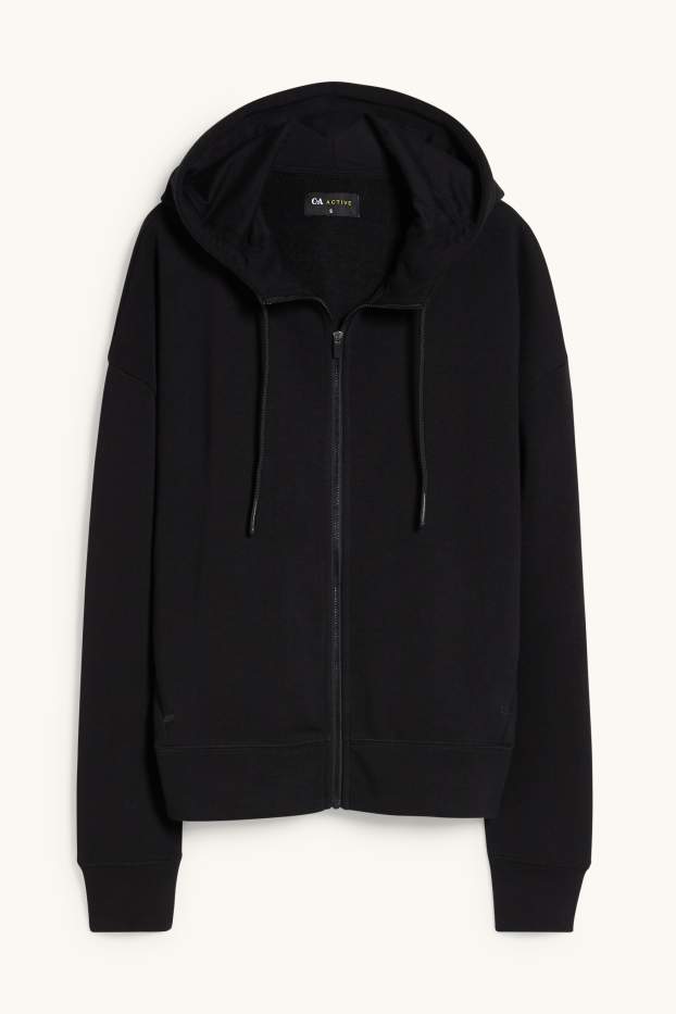 Donna - Felpa con zip e cappuccio - nero