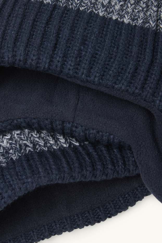 Baby Boys - Set - baby hat and snood - 2 piece - striped - dark blue