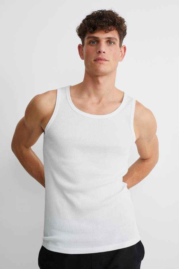 Home - Samarreta interior - canalé doble - blanc