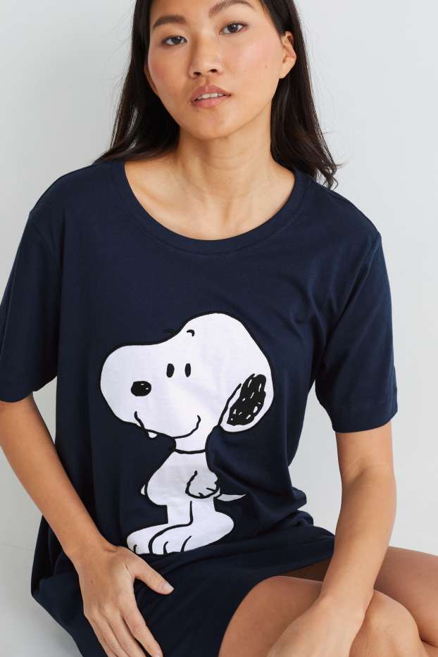 Donna - Camicia da notte - Snoopy - blu scuro
