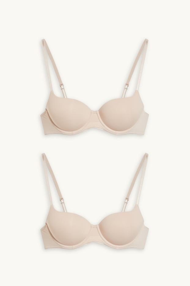 Damen - Multipack 2er - BH mit Bügel - FULL COVERAGE - wattiert - beige