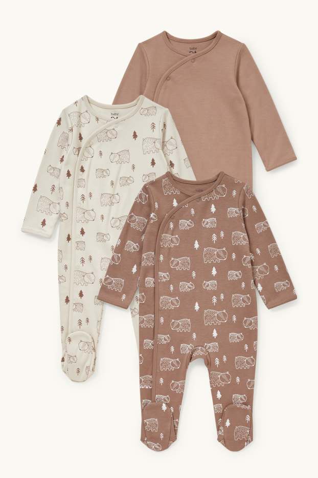 Unisex - Multipack of 3 - baby sleepsuit - beige-melange