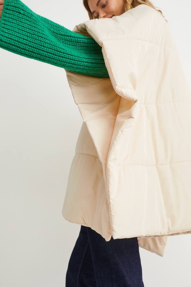 Damen - Stepp-Poncho - beige