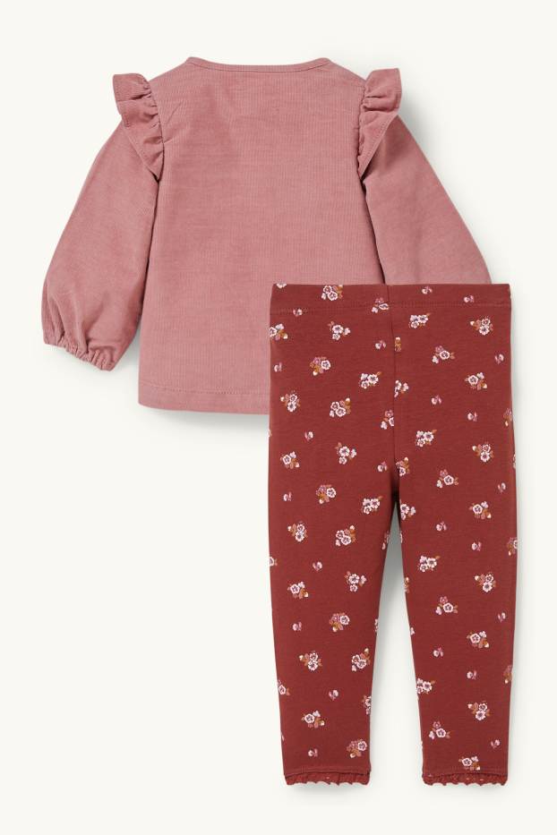 Baby Girls - Baby outfit - 2 piece - dark rose