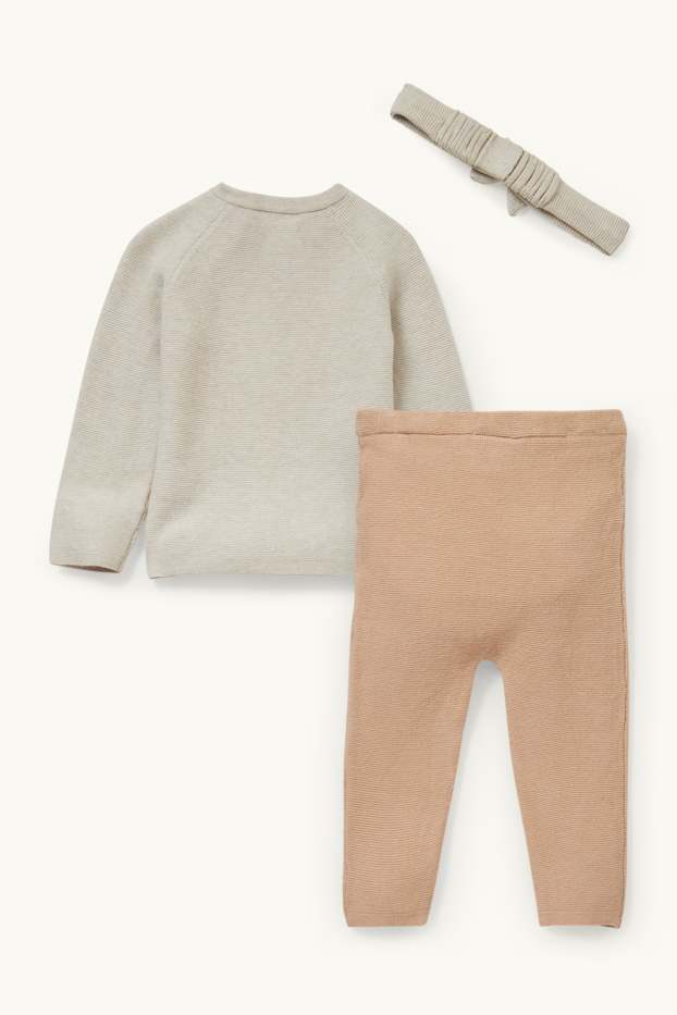 Baby: meisjes - Babyoutfit - 3-delig - lichtbruin