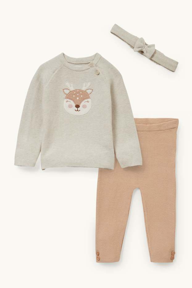 Baby: meisjes - Babyoutfit - 3-delig - lichtbruin
